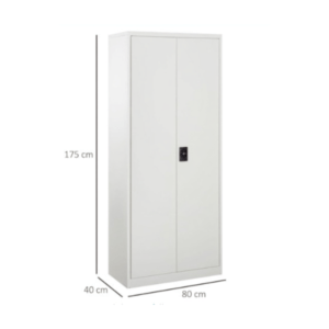 Tall Double-Door Metal Office Storage Cabinet (White)