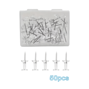Clear Plastic Push Pins / Map Thumb Tacks (50-Piece Set)