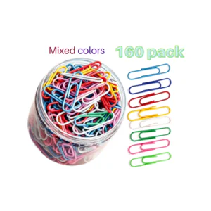 Colorful Metal Paper Clips in Clear Storage Tub (100-Pack)