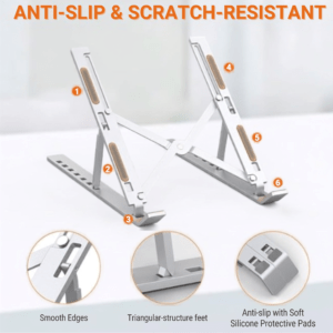 Adjustable Aluminum Laptop & Tablet Stand (Ergonomic, Silver)
