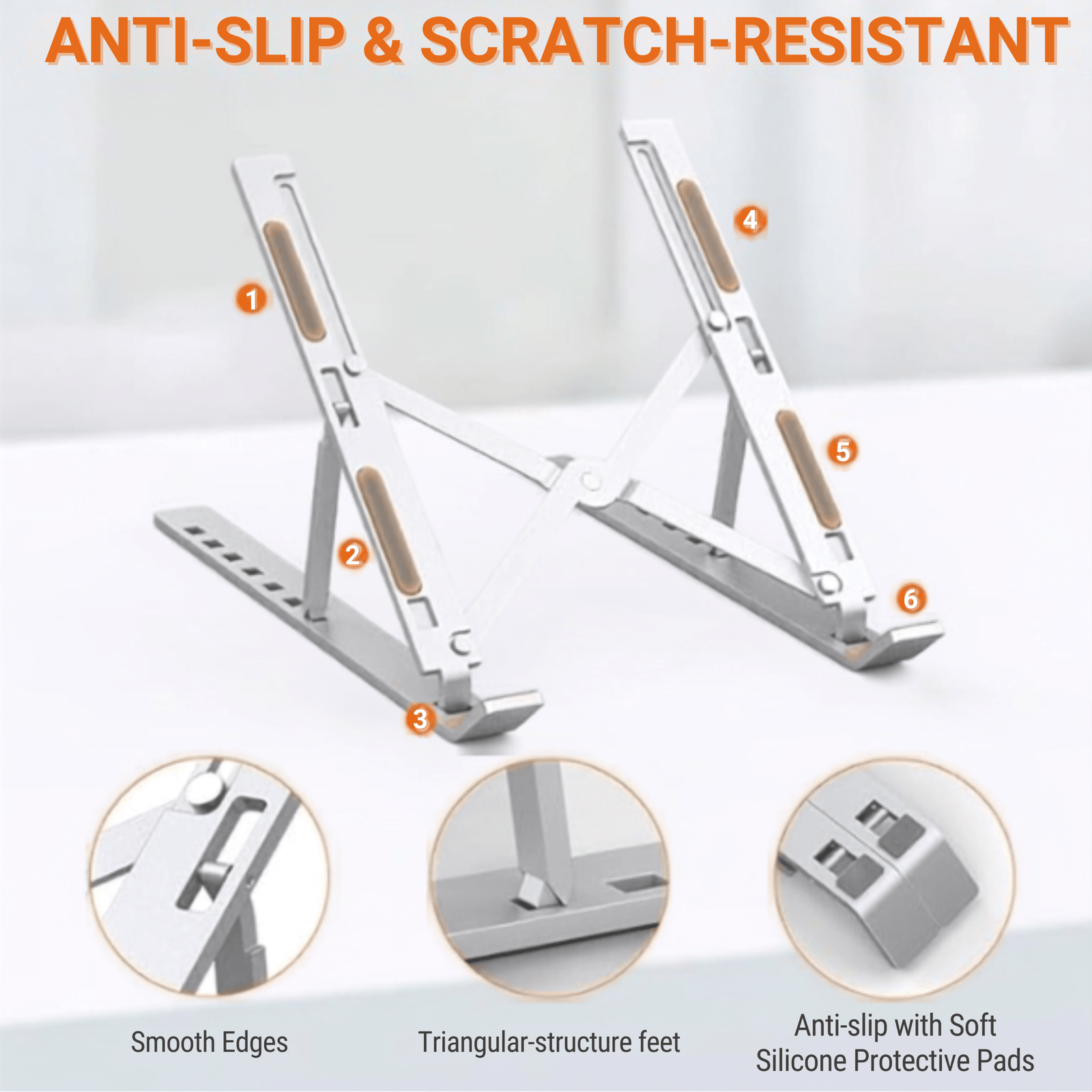 Adjustable Aluminum Laptop & Tablet Stand (Ergonomic, Silver)