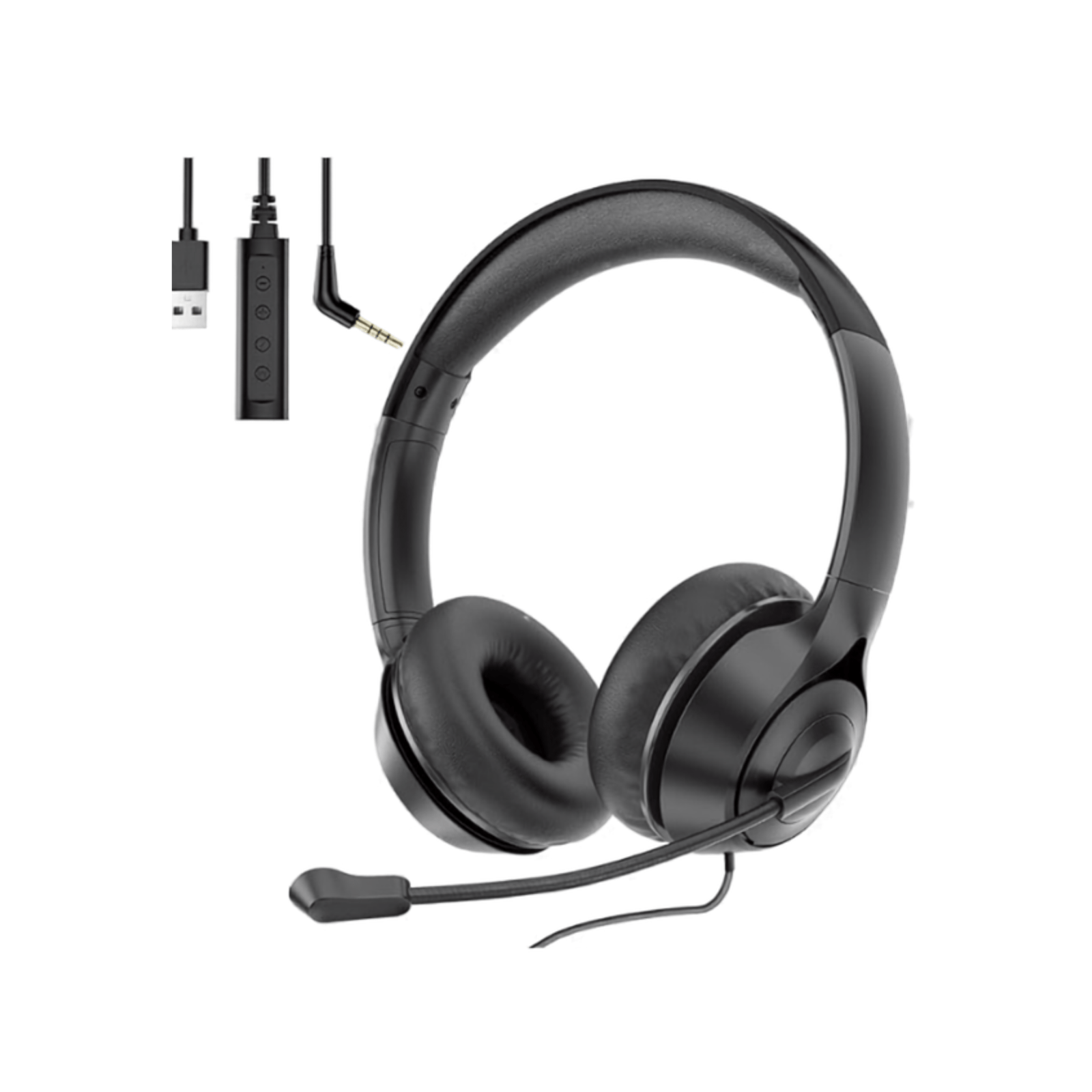 Jabra Evolve 20 Stereo Headset – Microsoft Certified Headphones for VoIP Softphone with Passive Noise Cancellation – USB-Cable with Controller – Black