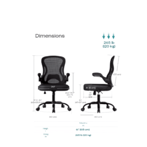 Ergonomic Office Desk Chair with Flip-Up Armrests (Black Mesh)