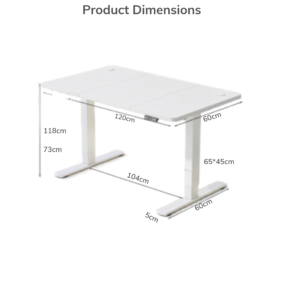 Height-Adjustable Standing Desk (White Frame & Desktop)