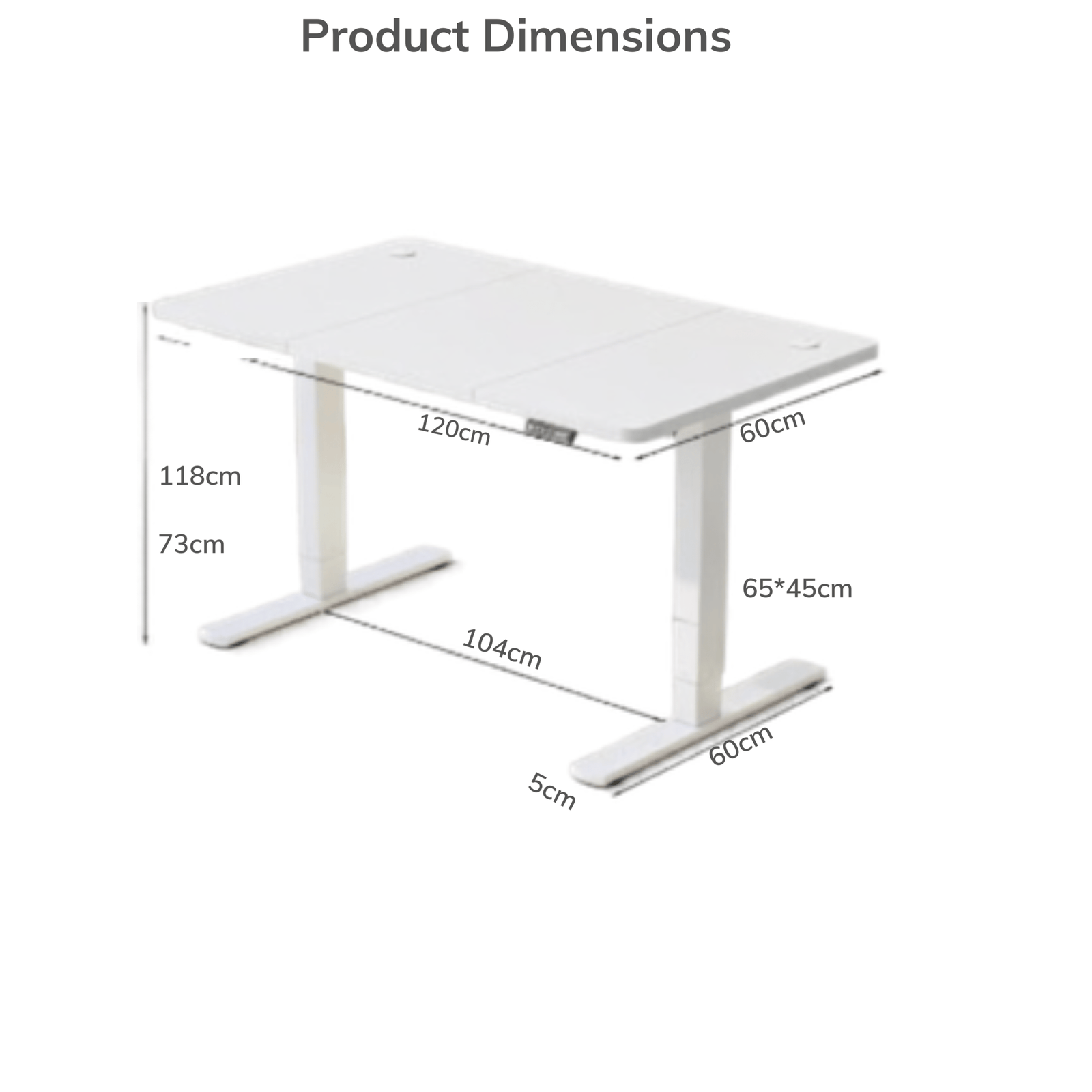 Height-Adjustable Standing Desk (White Frame & Desktop)