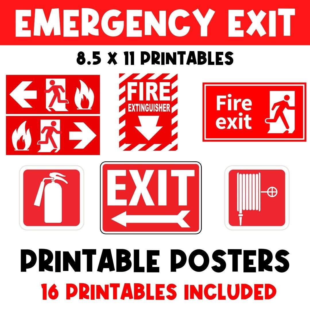 "Fire Exit" Green Running Man Emergency Directional Signs (10-Pack)