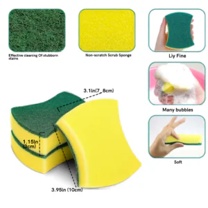 Heavy-Duty Kitchen Washing Sponges with Scouring Pad (20-Pack)