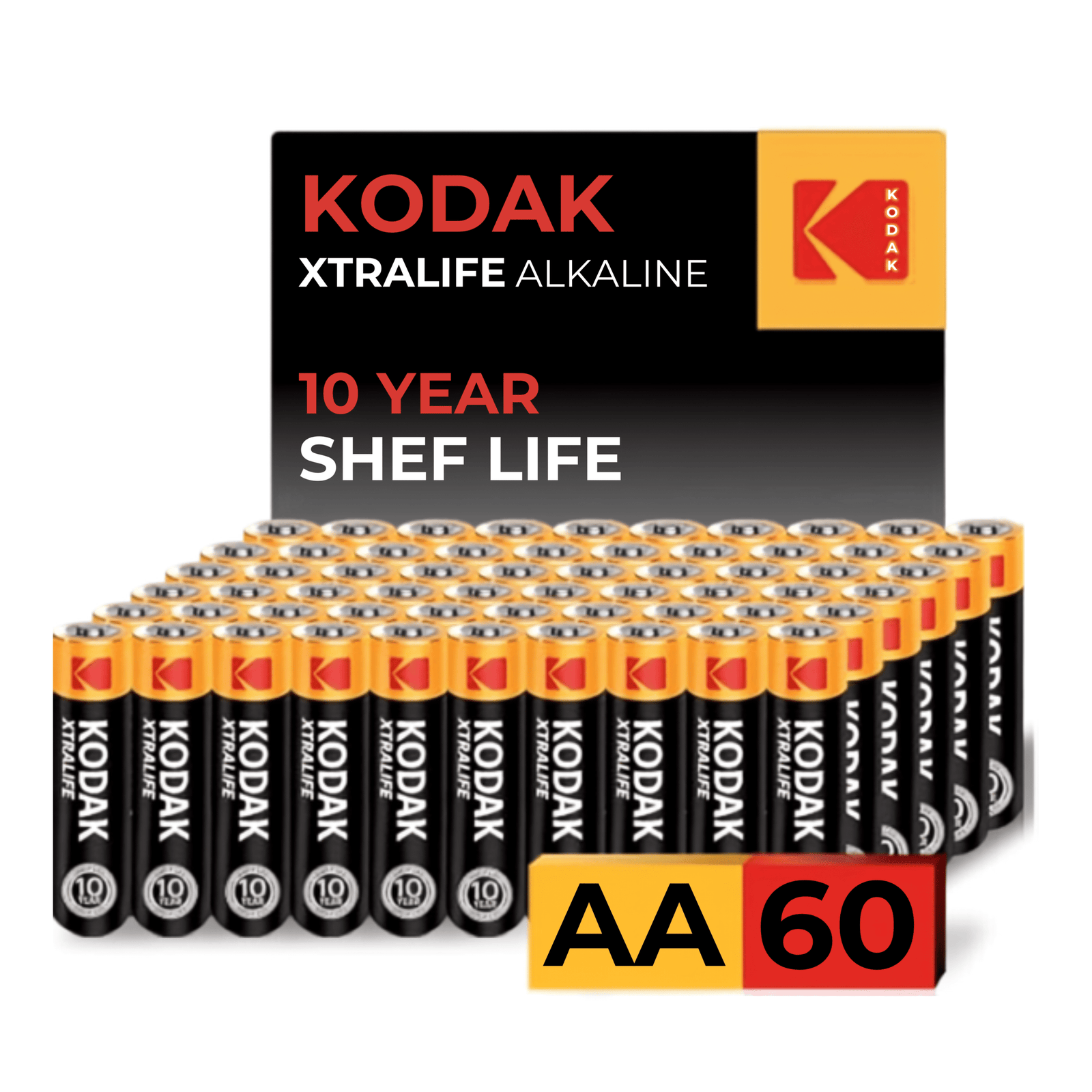 Kodak Xtralife Alkaline AA Batteries (60-Pack Value Box)