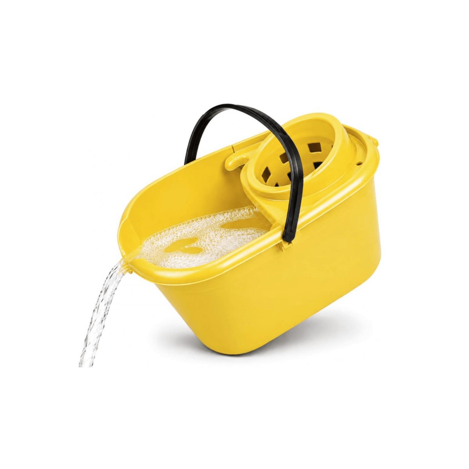 Heavy-Duty Plastic Mop Bucket with Wringer (12 Litre, Yellow)