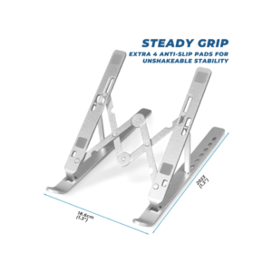 Ergonomic Adjustable Aluminum Laptop Stand - Portable Foldable Desk Riser with 7 Height Levels & Anti-Slip Silicone Pads