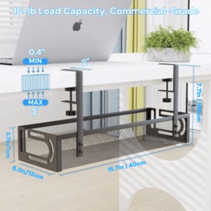 Under Desk Cable Management Tray White, long 1 pack
