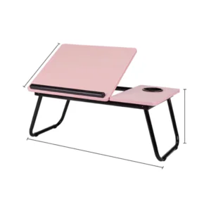 Adjustable Tilting Laptop Desk and Writing Notebook Table for Sofa and Bed with Foldable Legs and Cup Holder (56 x 32.5 x 24.5 cm)