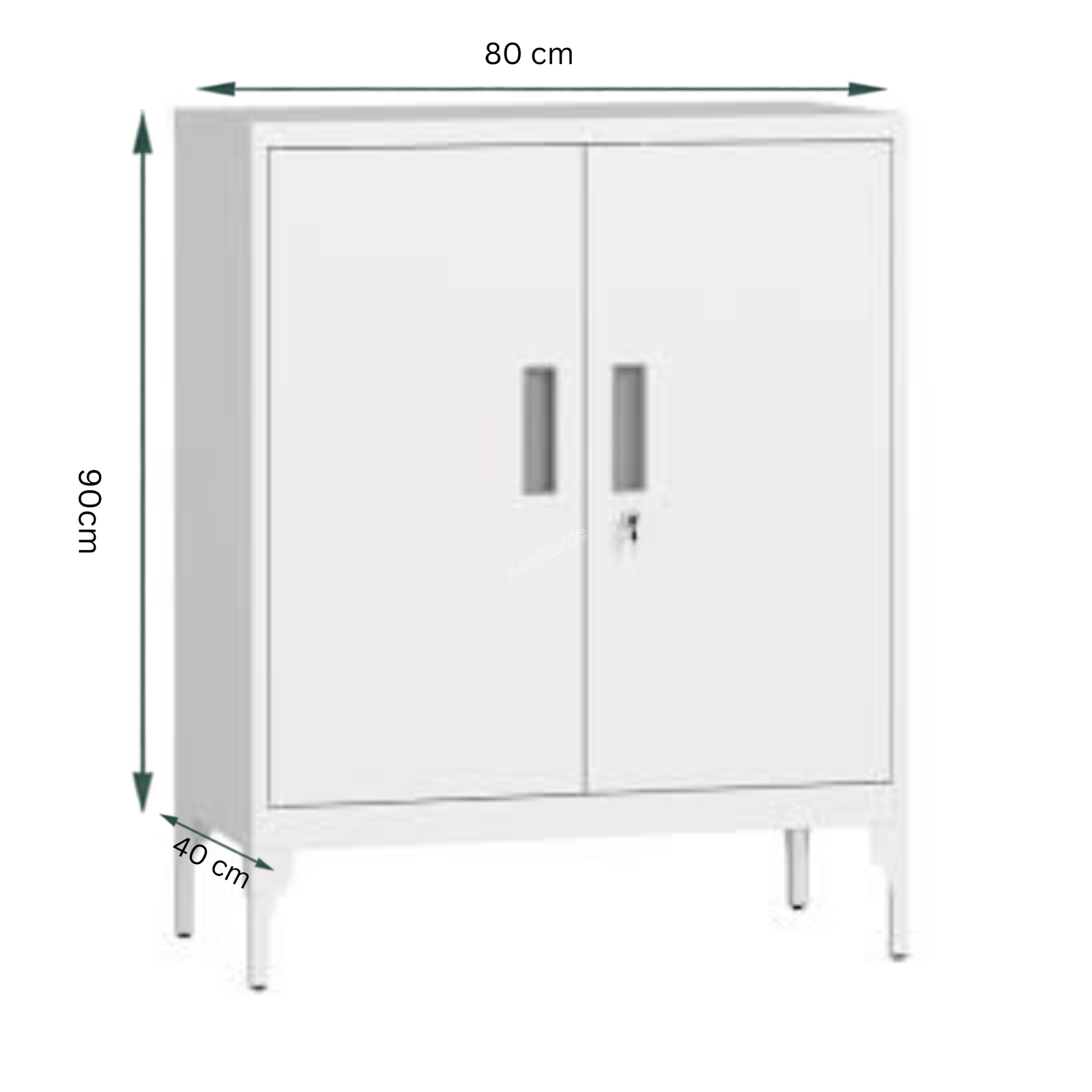 Metal Cabinet Storage Cupboard Lockable Steel Cabinet with Locking Doors, 2 Adjustable Shelves - Home, Office, Garage, Kitchen or Pantry, 90 x 80 x 40 cm