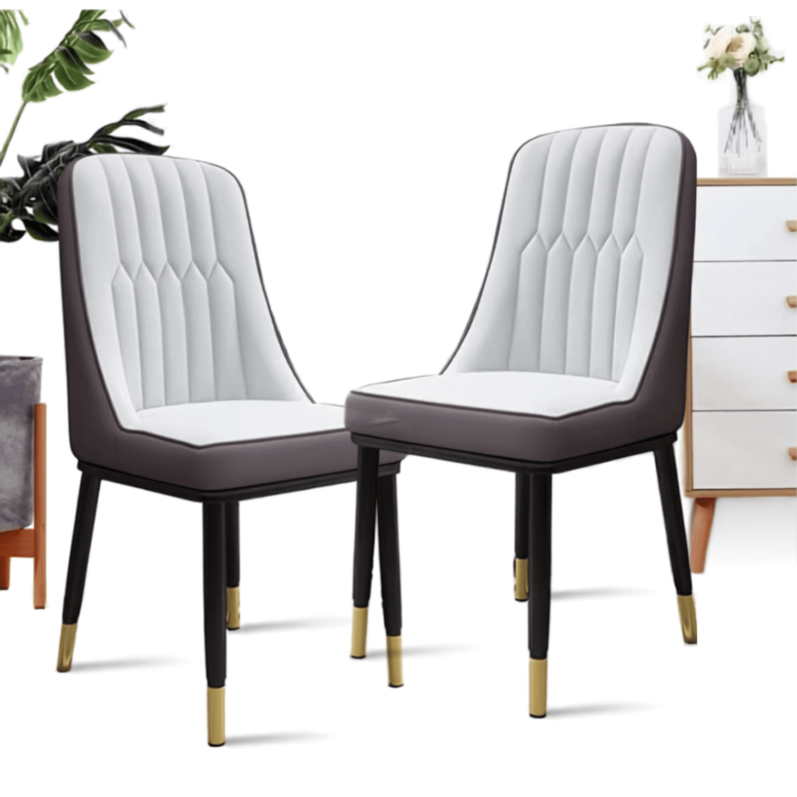 Padded leather chairs pack of 2
