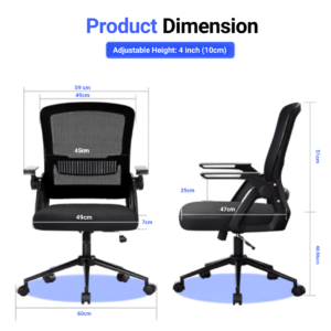 Rattantree Ergonomic Swivel Computer Chair with Flip-Up Armrests