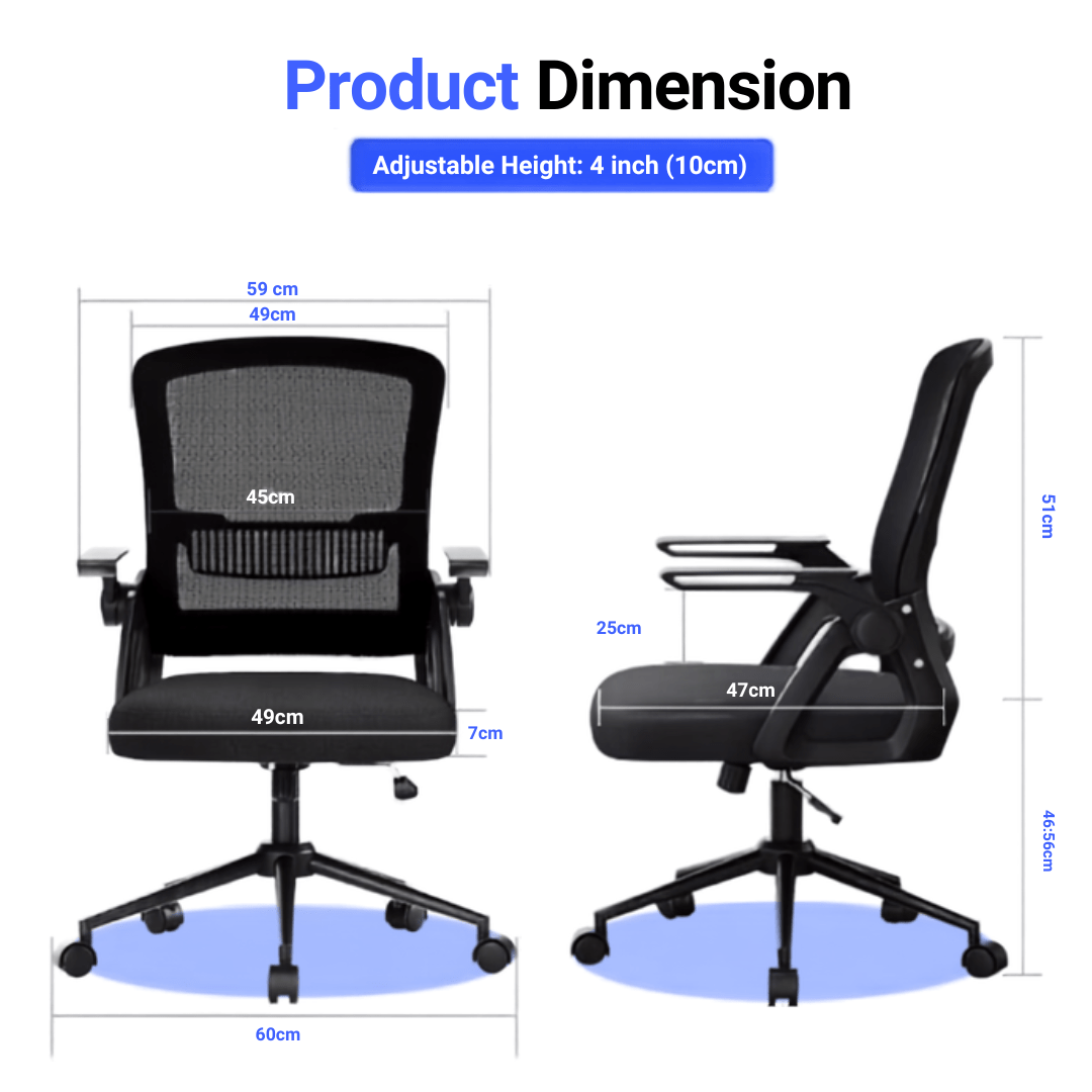 Rattantree Ergonomic Swivel Computer Chair with Flip-Up Armrests