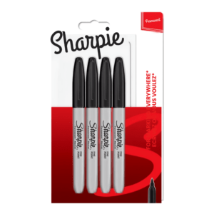 Sharpie Fine Point Permanent Markers, Black Ink, Quick-Drying & Water-Resistant, (Pack of 4)