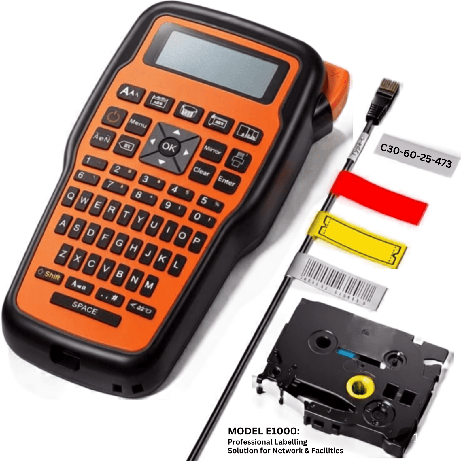 E1000 Handheld Industrial Label Maker Machine for Cable, Network & Facility Marking