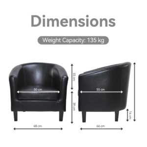 Modern Faux Leather Tub Chair / Accent Office Armchair (Black)