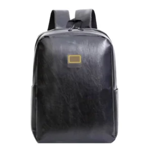 Premium Black Leather-Style Backpack – Water-Resistant Laptop Bag for Work, personalised