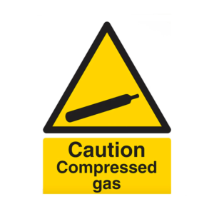 "Caution: Compressed Gas" Triangular Hazard Warning Sign