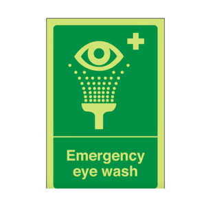 "Emergency Eye Wash" Green Emergency Safety Sign