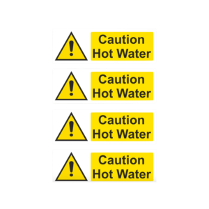 "Caution: Hot Water" Safety Signs (4-Pack)