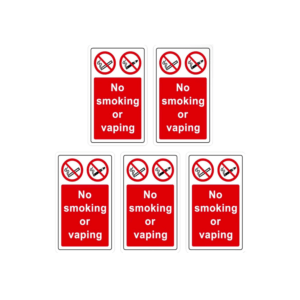 Red "No Smoking or Vaping" Danger Warning Signs (6-Pack)