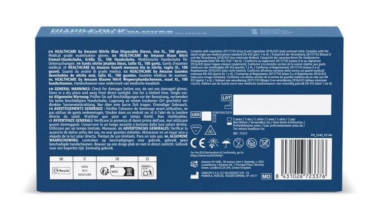 Blue Nitrile Disposable Gloves – Medical Grade, Powder-Free (Box of 100) - Image 2