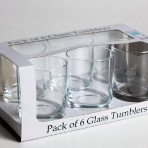6-Piece Classic Clear Glass Tumbler Set – Durable Office Breakroom & Boardroom Drinkware