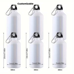Customizable Sublimation Aluminium Sports Water Bottle with Carabiner Clip (500ml) – Pack of 50