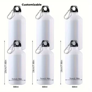 Customizable Sublimation Aluminium Sports Water Bottle with Carabiner Clip (500ml) – Pack of 50