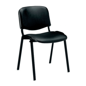 Black ISO Vinyl Conference & Visitor Chair with Black Steel Frame -Pack of 5(Stackable, Wipeable)